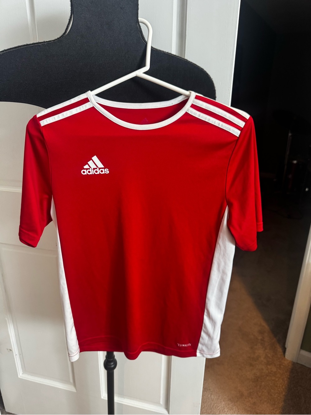 adidas Red and White Kids Soccer Jersey